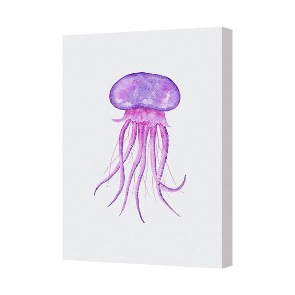 Benjamin Tate Design Purple Jellyfish Watercolor Canvas Art Print Wall Decor