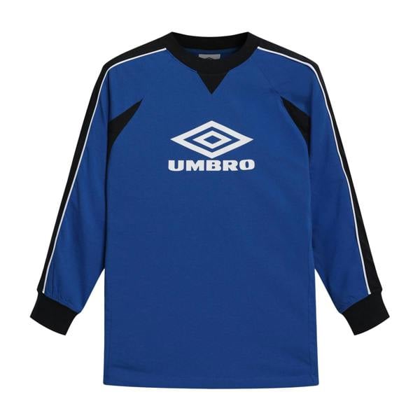 Umbro Mens Panelled Long-Sleeved T-Shirt - Classic Blue/Black/Brilliant White