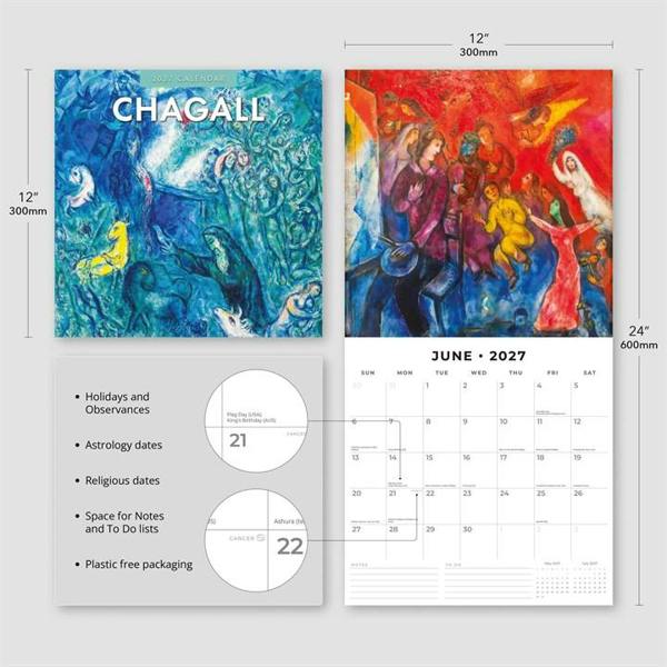 Chagall Calendar 2027, Wall Calendars, Month To View, Art, Gift