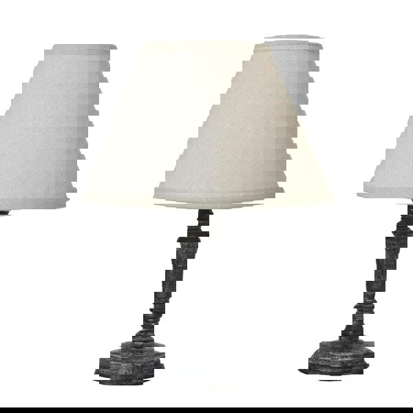 Hill Interiors Palmyra Column Linen Table Lamp (UK Plug) - Grey