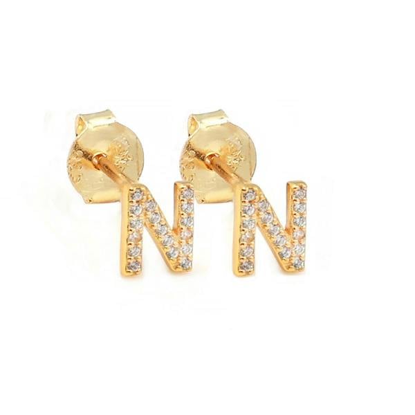 Say It With Dainty Initial Earring Pair - Yellow Gold