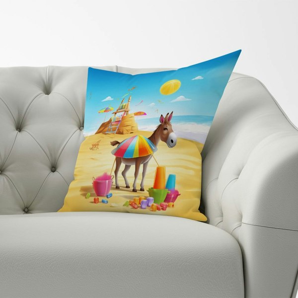 Warren Reed Donkey On A Beach Holiday Cushions