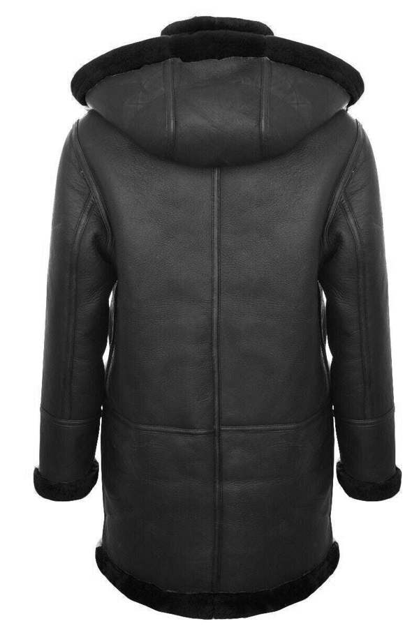 Infinity Leather Mens Winter Sheepskin Hooded Duffle Coat-Helsinki
