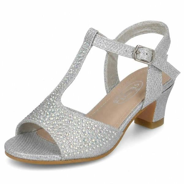 Spot On Girls Spot On Mid Heel T Bar Sandal With Buckle Ankle Strap H1123