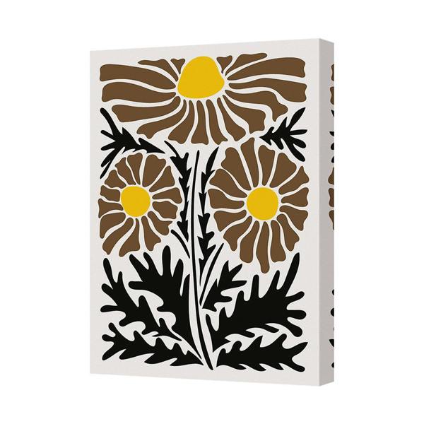 Benjamin Tate Design Contemporary Floral Canvas Art Print With Yellow Daisy Motif