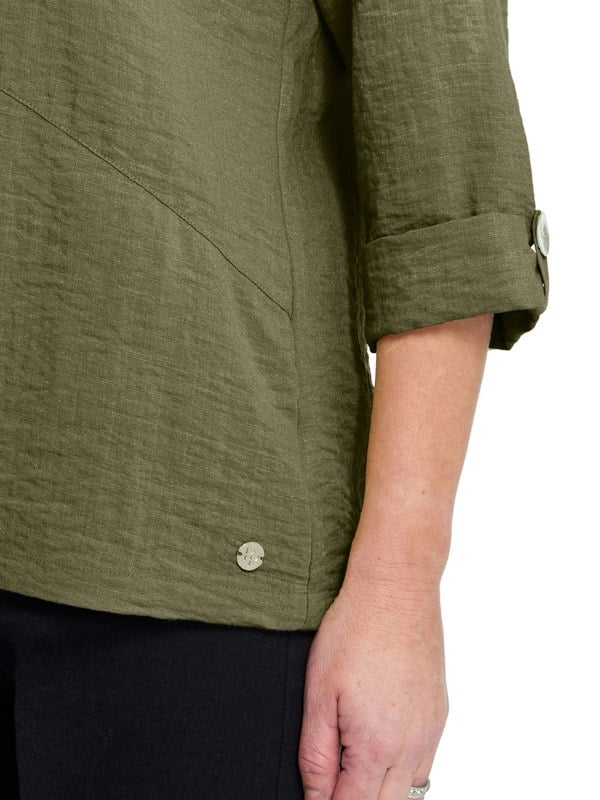 PennyPlain Asymmetric Hem Top - Sage