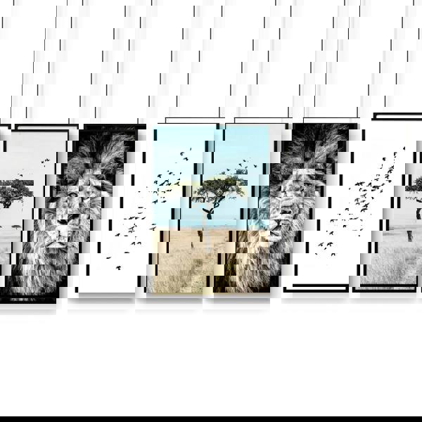 Living Room Wall Art Canvas | Set of 3 African Wildlife Wall art Prints