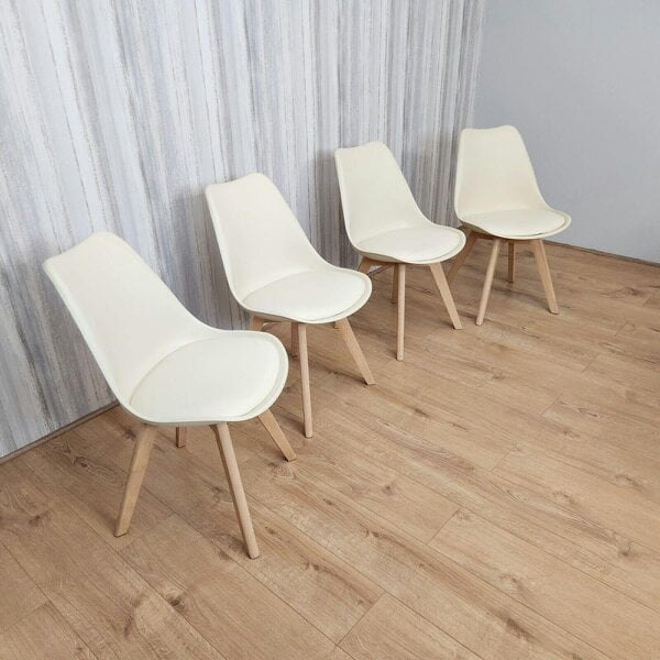 Kosy Koala Dining Chairs Set of 4 Cream Plastic Kitchen Chairs Dining Room Furniture