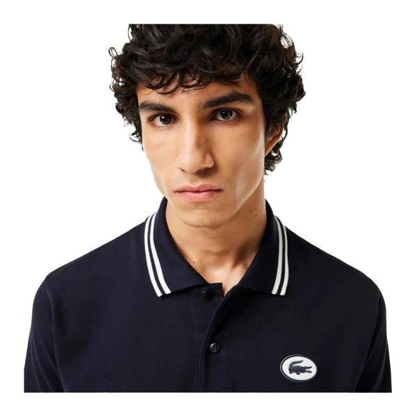 Lacoste Mens Striped Premium Cotton Polo Shirt - Black - 