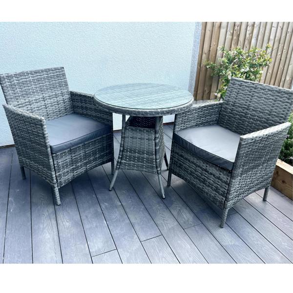 Amazon Wicker Rattan Natural Bistro Set with outdoor cushion - Madefor.Living