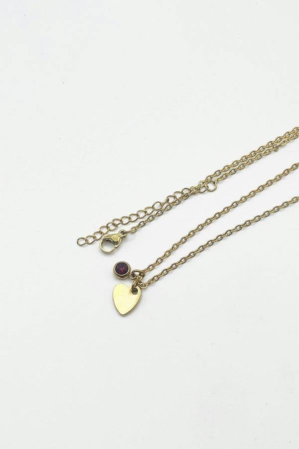 SVNX Mini Heart & Janurary Birthstone Necklace in Gold - Gift Boxed