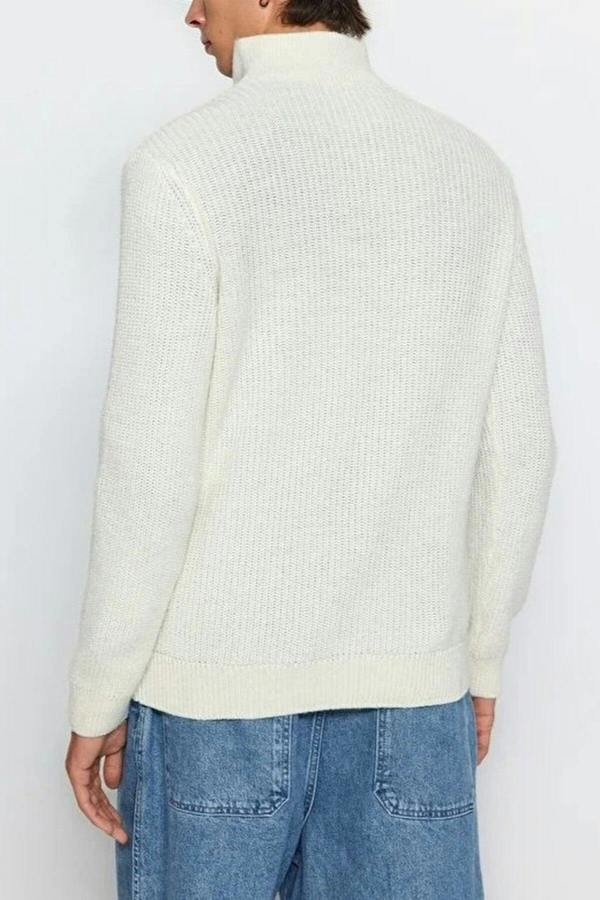 WOVCOR Regular Woolen Zippered Turtleneck Knit Men's Sweater