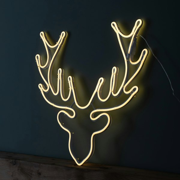 Samuel Alexander 58cm Light up Neon Flex Christmas Reindeer Head with Warm White LEDs
