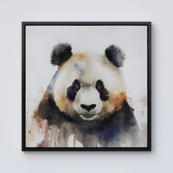 Warren Reed Panda Watercolour Framed Canvas