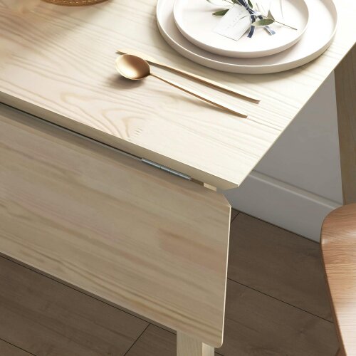 Wyld Haus Nolilu Solid Wood Natural Folding Drop Leaf Dining Table Seating 2 To 4