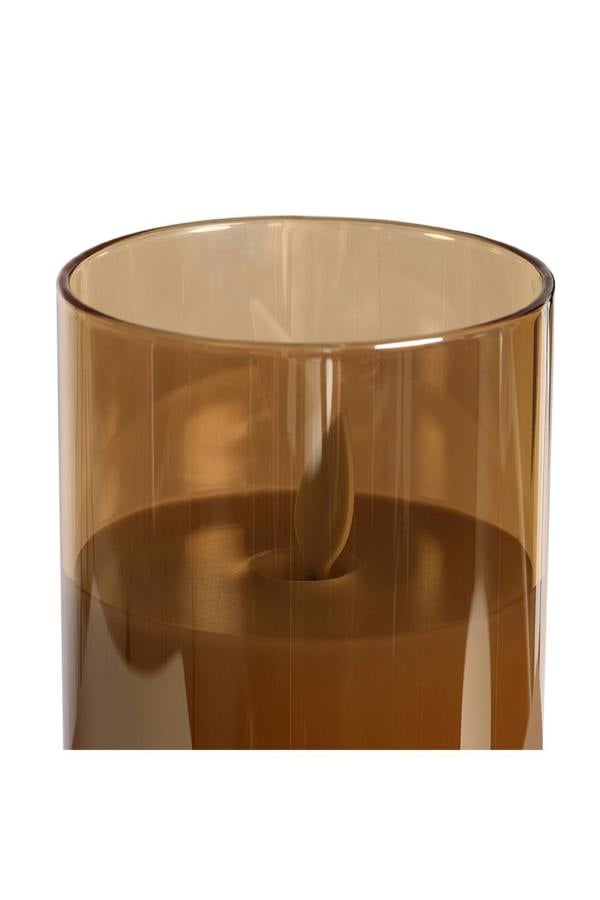 Living and Home 3Pcs Gold Glass Flameless LED Candles Realistic Swaying Flame Pillar Candles