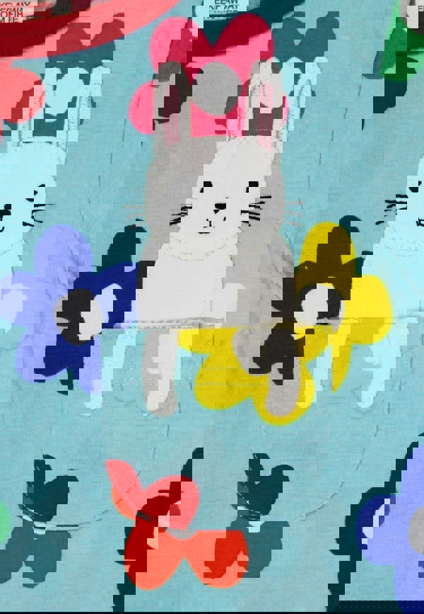 Organic Rainbow Bloom Bunny Pocket Applique Short Sleeved T-Shirt - Toby Tiger