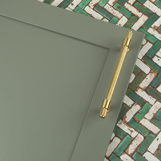 Handle & Home Satin Brass Knurled Handles with Clasp Detailing