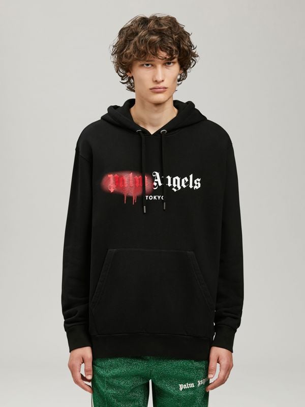 Palm Angels Tokyo Spray Paint Logo Hoodie - Black