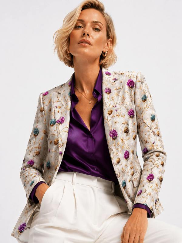 Highland Jewel Thistle Print Blazer - Claudio Lugli Shirts