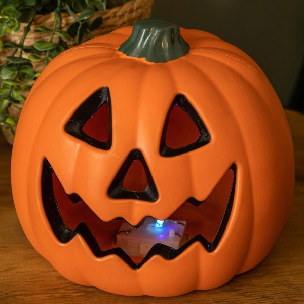 Samuel Alexander 21cm Battery Operated Light up Pumpkin Lantern with Multi-Coloured LEDs