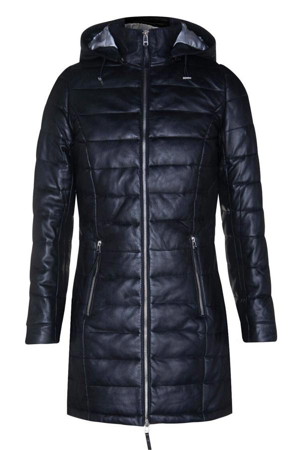 Infinity Leather Womens Leather Puffer Parka Jacket-Andria