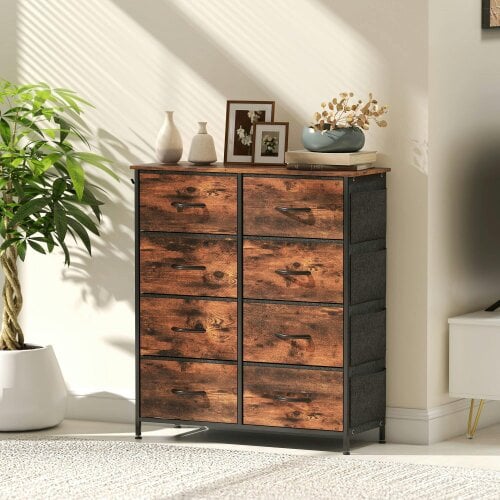 Wyld Haus Nive Fabric And Metal Rustic Brown 8 Drawer Storage Chest