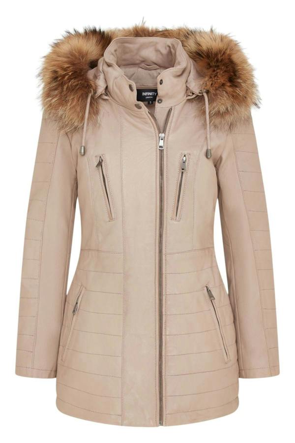 Infinity Leather Womens Quilted Leather Parka Jacket-Curitiba
