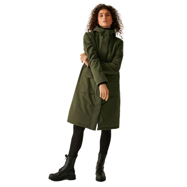 Regatta Womens/Ladies Yarli Longline Waterproof Jacket - Dark Khaki/Black - 