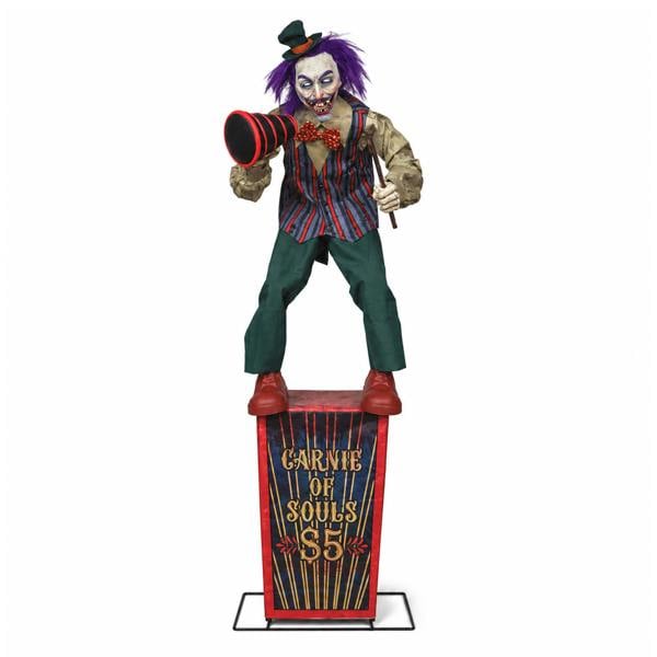Samuel Alexander 6ft (72 Inch) Tall Servo Carnival Barker Halloween Animatronic with Glowing Digi-Eyes