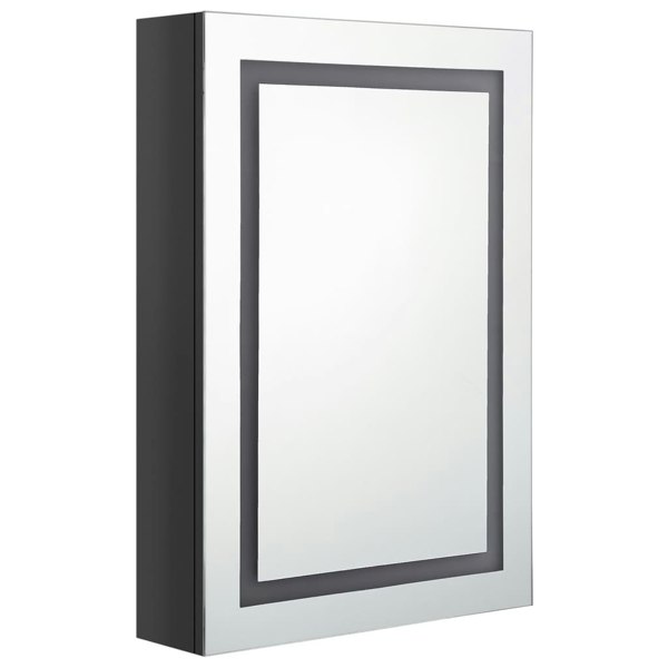 Berkfield LED Bathroom Mirror Cabinet Shining Black 50x13x70 cm