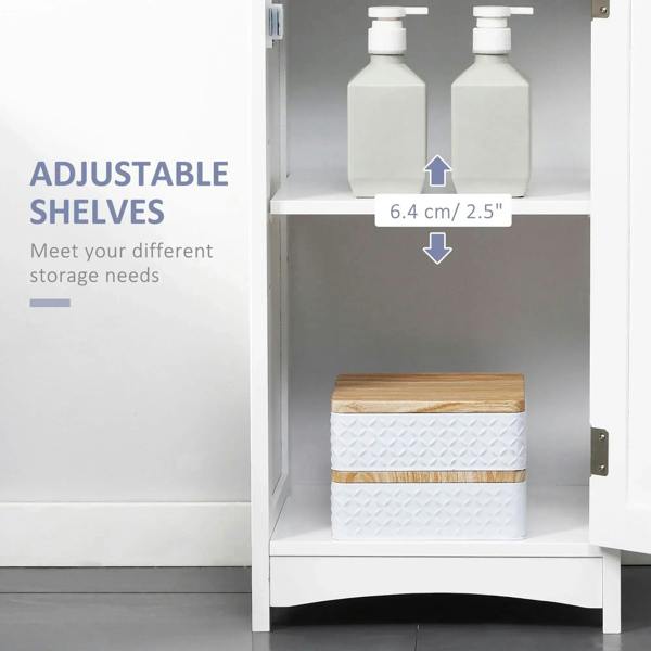 White cabinet interior with adjustable shelves and spaced storage compartments