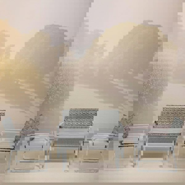 Rafaelo Mobilia Set of 4 PE Rattan Garden Bistro Furniture Set Grey