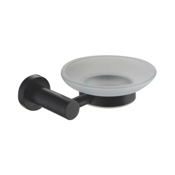 Showerdrape Modernity Black Stainless Steel Wall Mounted Frosted Glass Soap Dish