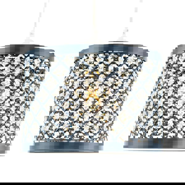 Modern Ornate Navy Blue Metal Pendant Shade with Clear Acrylic Beads Image 4