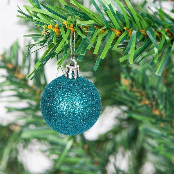 Shatchi 5cm Shatterproof Teal Blue Christmas Baubles Set for Tree and Festive Display
