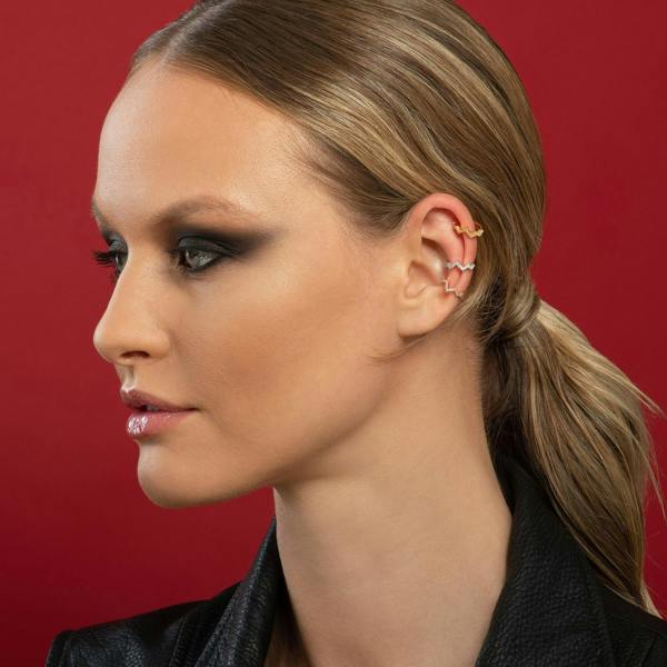 Pair of Silver Zig Zag Ear Cuff Earrings - namana.london
