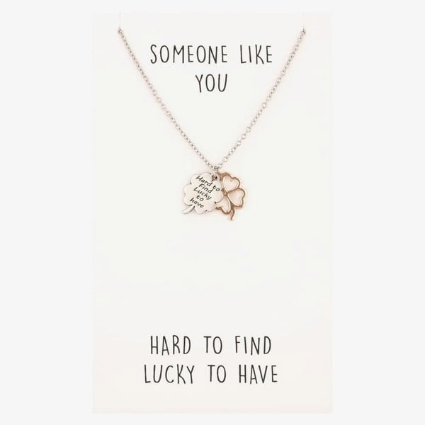T. H. Baker Sentiments Hard To Find Lucky To Have Clover Two-Tone Pendant 18551