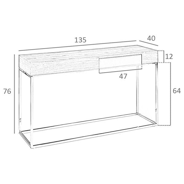 Angel Cerdá Rectangular Walnut and Chromed Steel Console Table 3111