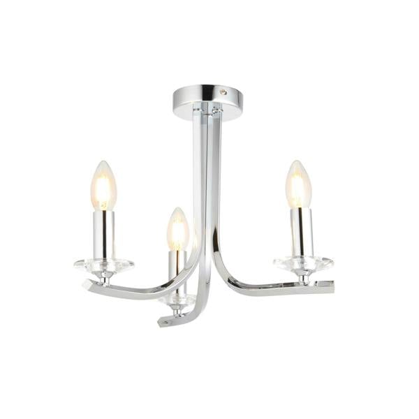 Pagazzi Lighting Morden 3 Light Polished Chrome Semi Flush Ceiling Light