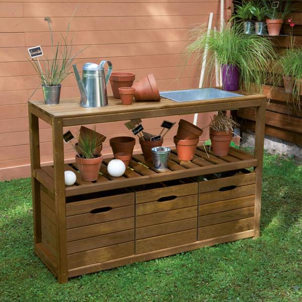 Cerland Choko Wooden Garden Bar 1.3m x 0.9m x 0.45m Garden Bar with Storage