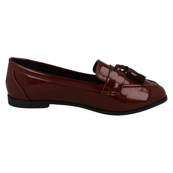 Spot On Ladies Spot On Tassel Trim Wide Fit Slip On Shoes F80560