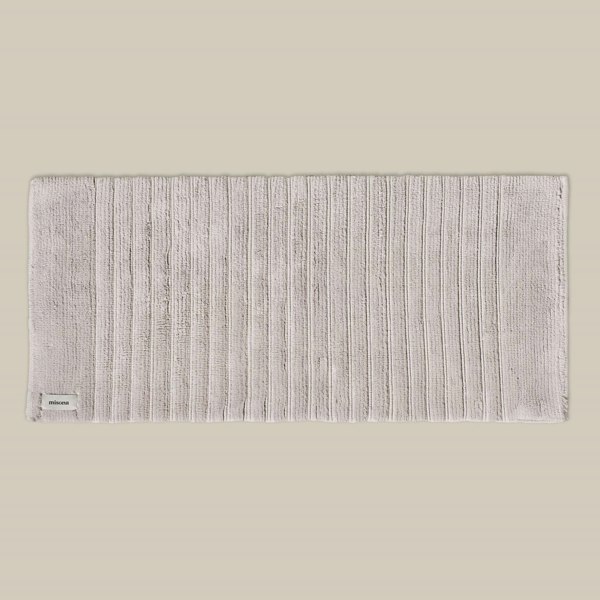 Light grey organic cotton bath runner, thick luxury bathroom mat. Long Bath Mat