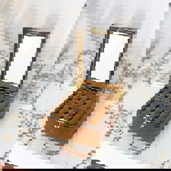 Rafaelo Mobilia 6 Slot Watch Lockable Storage Box Brown