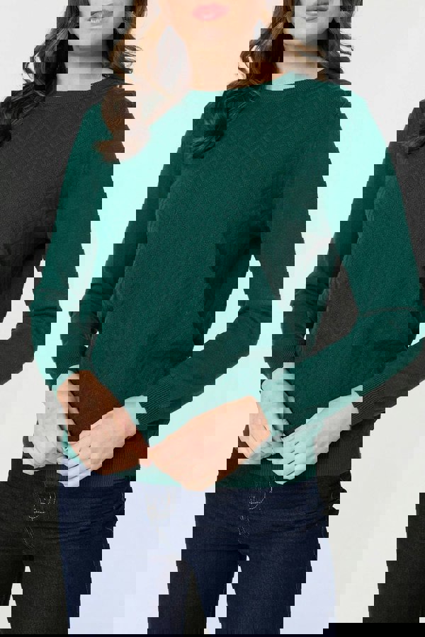 Green | Chevron Soft Knit Long Sleeve Jumper
