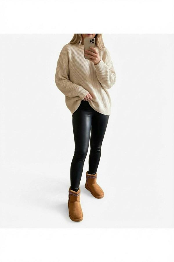 Malira Faux Suede Fluffy Lined Ankle Boots With Stitch Trim - Camel_wb
