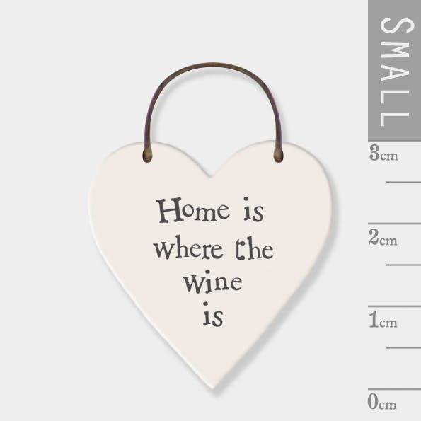 Mini Wooden Heart – Home is Where the Wine Is Hanging Sign