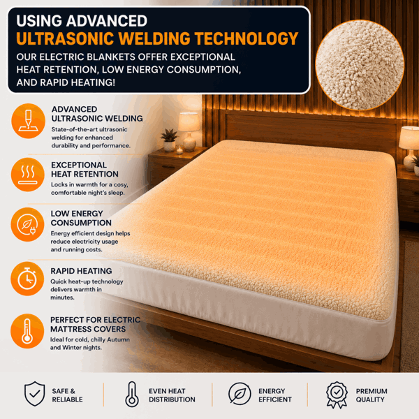 Sweet Dreams King Size Electric Heated Blanket Mattress Soft Fleece Throw 9 Heat And 9 Timer Settings Dual Controller Washable
