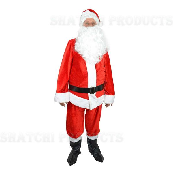 Shatchi Standard Size Premium Regal Plush Santa Costume Set with Faux Fur Trim and Accessories