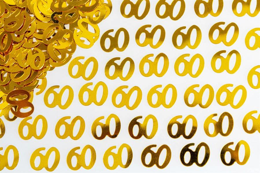 Gold 60th Birthday Confetti Table Decoration Pack | Foil Metallic Party Sprinkle Set image 1